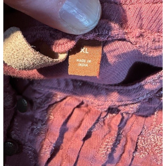 Anthropologie Pilcro Jolie Pintuck Blouse In Mauve Pink Embroidery Boho XL - Picture 5 of 14
